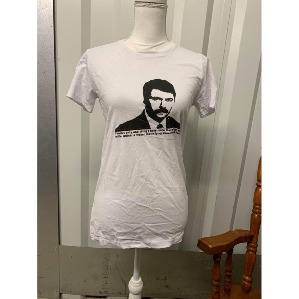 NWT Parks and Recreation Ron Swanson Quote T-shirt Funny Women's Sz Large White